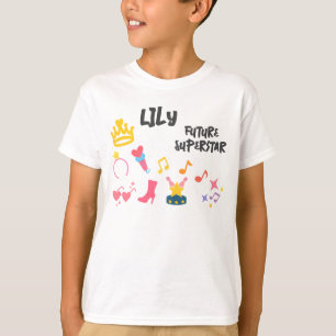 Bewerkbare Crayon Stijl – Pop Star Diva Verjaardag T-shirt