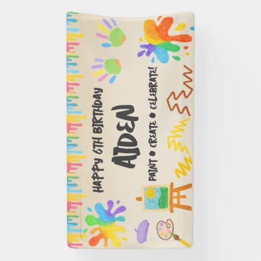 Bewerkbare Crayon Style – Artsy Paint & Palette Spandoek (Verticaal)