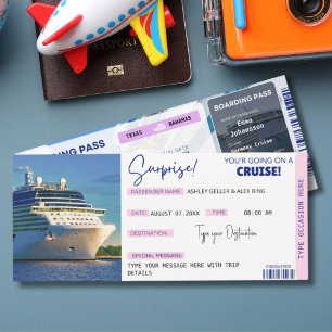 Bewerkbare Cruise Ticket Verrassingsinstapkaart Kaart