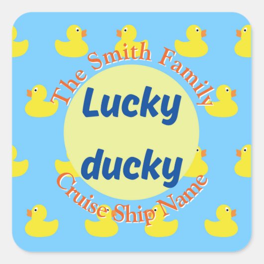 bewerkbare cruiseeend vierkante sticker (Voorkant)