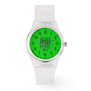 BEWERKBARE CUTE HELDER LIME GROENE AFBEELDING TEKS HORLOGE