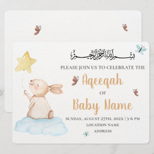 Bewerkbare Cute Neutrale Aqeeqah Uitnodigingskaart Kaart