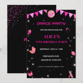 Bewerkbare Dance Birthday Party Invitation Sjabloo Kaart (Voorkant / Achterkant)