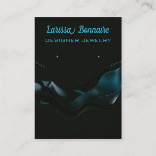 Bewerkbare Dark Blue Waves Sieradenhouder Kaarten Visitekaartje