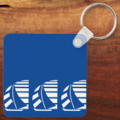 Bewerkbare Deco Letters Blauw Witte Zeilboot Sleut Sleutelhanger (Achterkant)