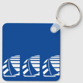 Bewerkbare Deco Letters Blauw Witte Zeilboot Sleut Sleutelhanger (Achterkant)