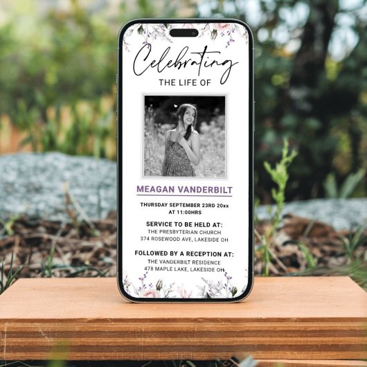 Bewerkbare digitale bloemenbegrafeniswebsite kaart