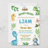 Bewerkbare Dinosaur 3rd Birthday Invitation Sjablo Kaart (Voorkant)