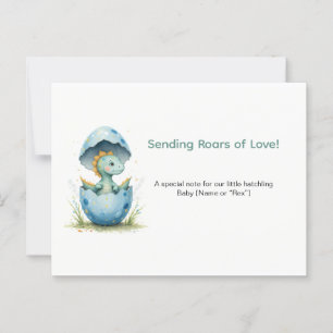 Bewerkbare Dinosaur Boy Baby shower Blue Oerwoud D Briefkaart