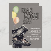 Bewerkbare Dinosaur Party uitnodiging, T-Rex Dino Kaart (Voorkant / Achterkant)