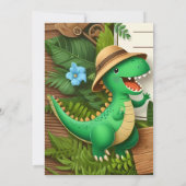 Bewerkbare dinosaurus babyshower kaart voor jongen (Achterkant)