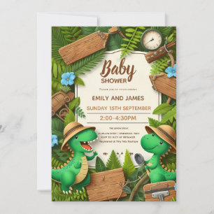 Bewerkbare Dinosauruskaart voor jongensbabyfeestje Kaart
