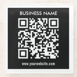 Bewerkbare (direct gegenereerde) QR-code | Zwart Glazen Onderzetter