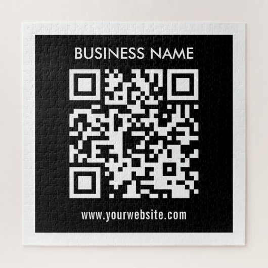 Bewerkbare (direct gegenereerde) QR-code | Zwart Legpuzzel (Verticaal)
