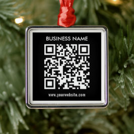 Bewerkbare (direct gegenereerde) QR-code | Zwart Metalen Ornament