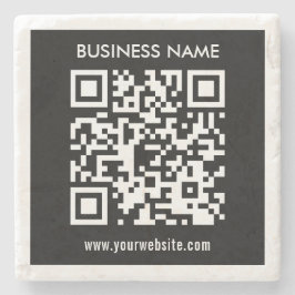Bewerkbare (direct gegenereerde) QR-code | Zwart Stenen Onderzetter