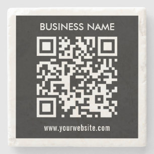 Bewerkbare (direct gegenereerde) QR-code Zwart Stenen Onderzetter