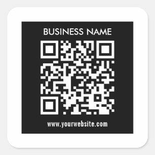 Bewerkbare (direct gegenereerde) QR-code Zwart Vierkante Sticker
