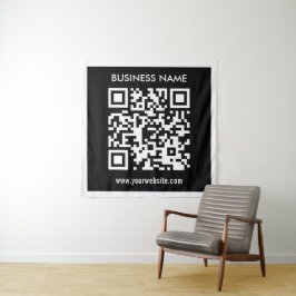 Bewerkbare (direct gegenereerde) QR-code | Zwart Wandkleed