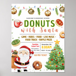 Bewerkbare donuts met santa flyer poster