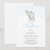 Bewerkbare Doop Uitnodiging, Olifant Kaart (Voorkant / Achterkant)