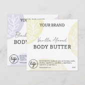 Bewerkbare downloadbare Body Butter-labels Kaart (Voorkant / Achterkant)