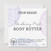 Bewerkbare downloadbare Body Butter-labels Kaart (Achterkant)
