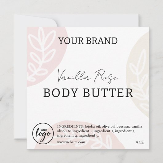 Bewerkbare downloadbare Body Butter-labels Kaart (Voorkant)