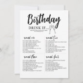 BEWERKBARE Drink van Verjaardagsspelkaart Kaart (Achterkant)