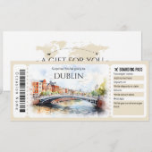 Bewerkbare Dublin Boarding Pass Vliegticket Kaart (Voorkant / Achterkant)