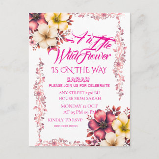 Bewerkbare Een Kleine Wilde Bloem Baby Shower Uitn Briefkaart