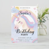 Bewerkbare Eenhoorn Verjaardagsfeest Uitnodiging (Staand voorkant)