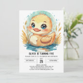 bewerkbare elegante eend verjaardag kaart (Staand voorkant)