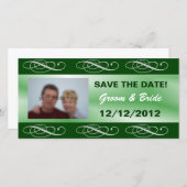 Bewerkbare elegante groene bruiloft opslaan van de save the date (Voorkant / Achterkant)