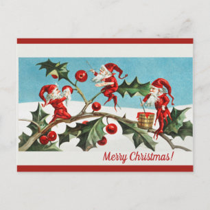 Bewerkbare  Elfen Schilderen Bessen Kerst Briefkaart