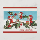 Bewerkbare Elfen Schilderen Bessen Kerst Briefkaart (Voorkant)