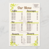 Bewerkbare en volledig aanpasbare kleine koffiemen menu (Voorkant)