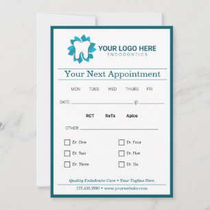 Bewerkbare endodontie Volgende afspraak Kaart