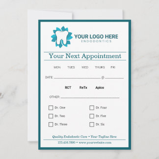 Bewerkbare endodontie Volgende afspraak Kaart