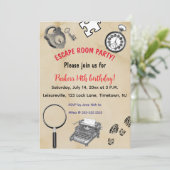 Bewerkbare Escape Room Party Uitnodiging (Staand voorkant)