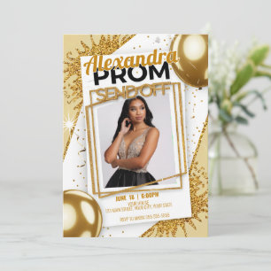 Bewerkbare Exquisite Prom Send Off Gold Glitter Kaart