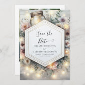 Bewerkbare Field Mason Jar Wedding Save The Date (Voorkant / Achterkant)