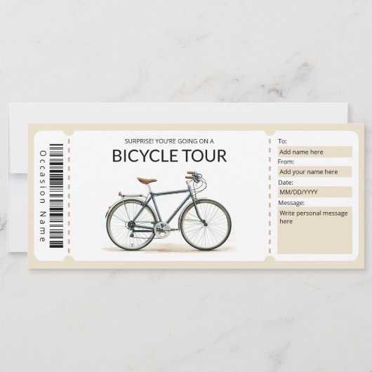 Bewerkbare fietstour Cadeaubon Kaart (Voorkant)