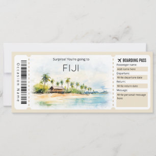 Bewerkbare Fiji Vliegticket Boarding Pass Kaart