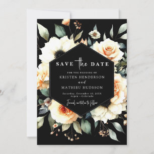 Bewerkbare Floral Peach Wedding Save The Date