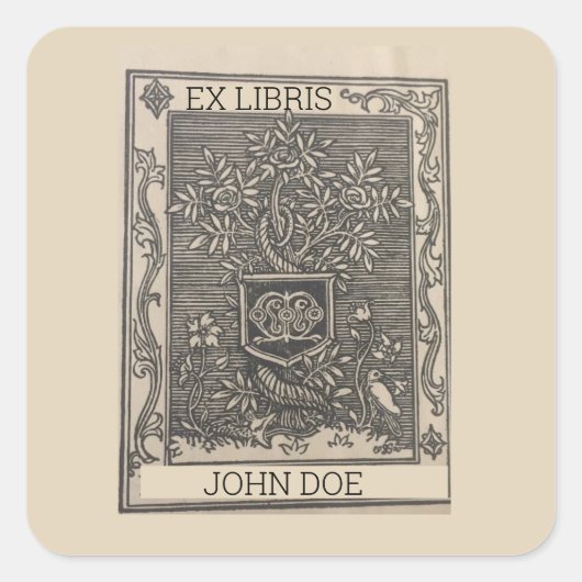 Bewerkbare Flowers en Birds Vierkante Sticker (Voorkant)