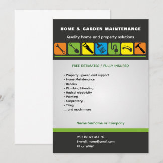 Bewerkbare Flyer Template voor Huisdiensten Kaart