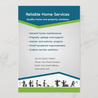Bewerkbare Flyer Template voor Huisdiensten Kaart