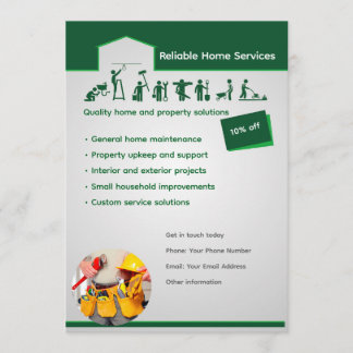 Bewerkbare Flyer Template voor Huisdiensten Kaart