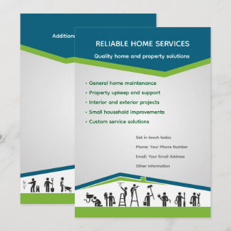 Bewerkbare Flyer Template voor Huisdiensten Kaart